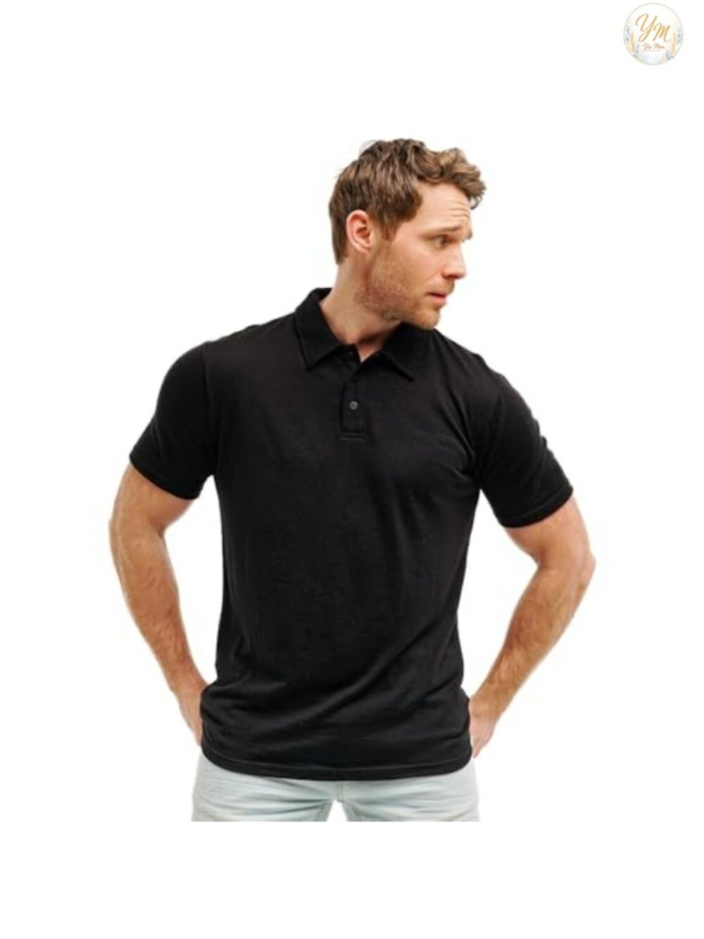100% Merino Wool Polo Shirt Men Short Sleeve Lightweight